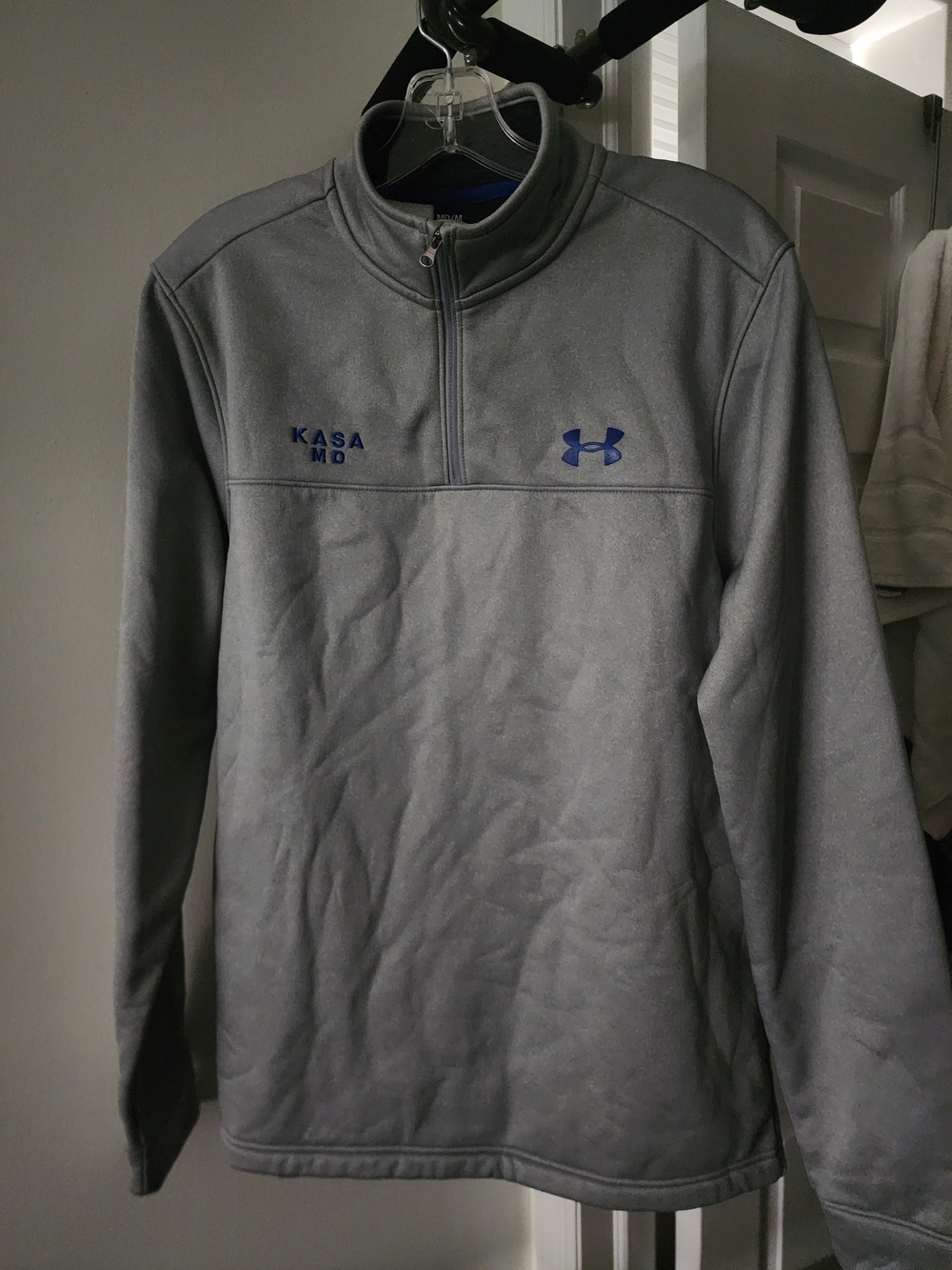 Under Armour Gray Quarter-Zip Performance Pullover with Blue Logo